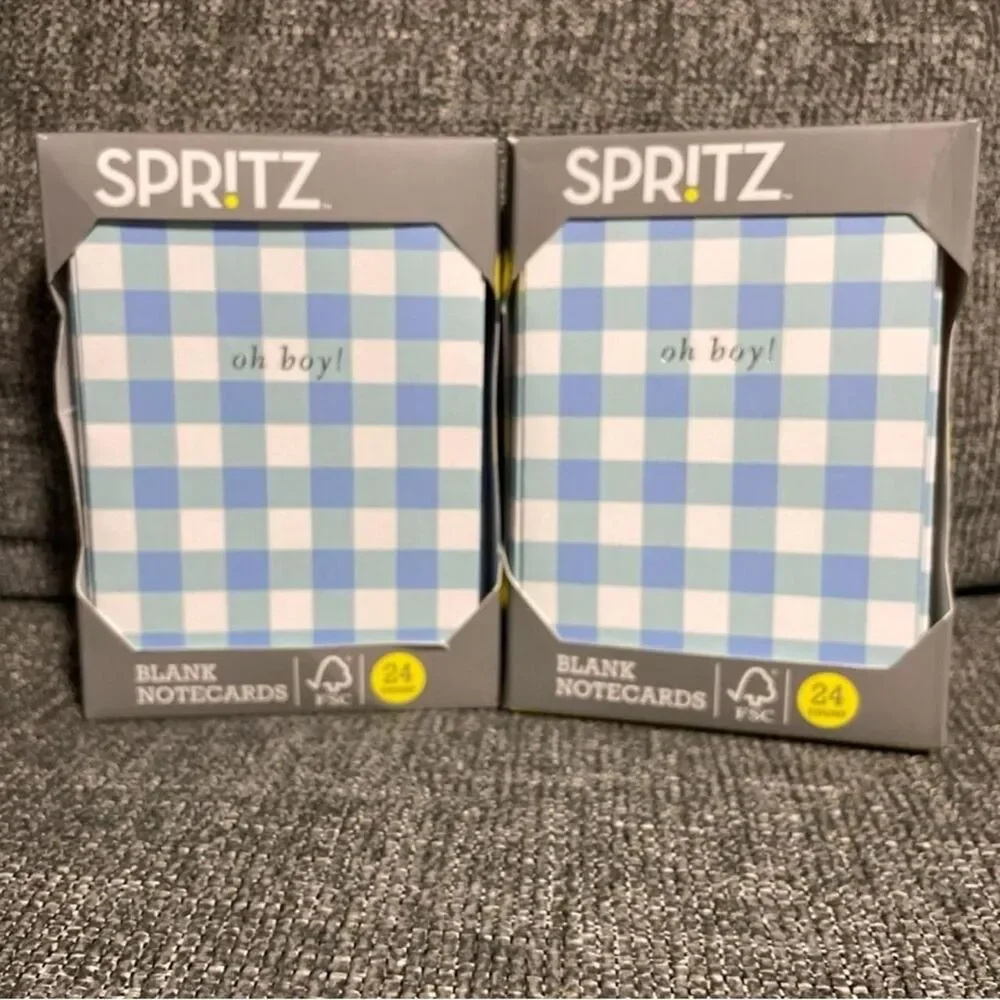 Spritz Blue Checkered Notecards